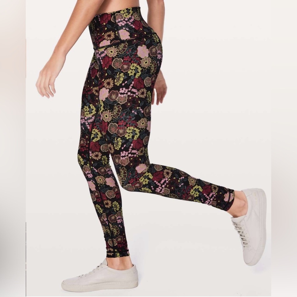 lululemon athletica Black Floral Print High-Rise Leggings